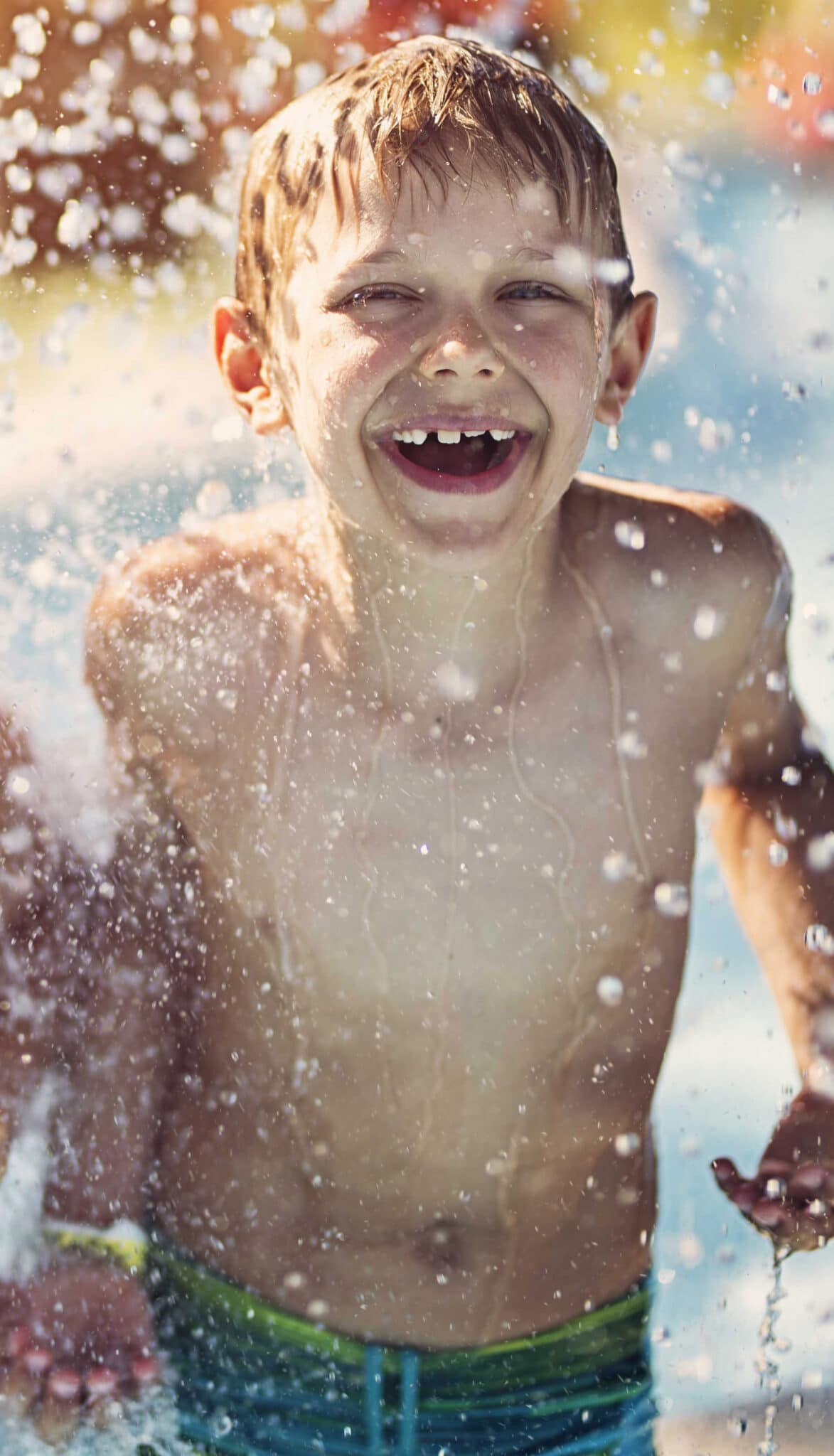 Little boys having fun in waterpark